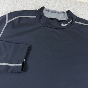 Nike Pro Combat Hyperwarm Shirt Mens Large Black Fitted Dri Fit‎ Long Sleeve
